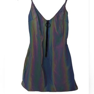 Dolls kill Club Exx Spectral Frequency Reflective Rainbow Dress NWT Size M